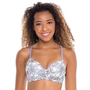 Kindly Yours sustainable wireless t-shirt bra in a cream/white floral print 32C